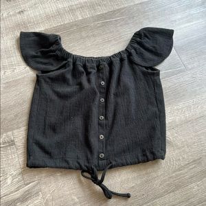 Madewell Off the Shoulder Black Top (Texture and Thread) - XS